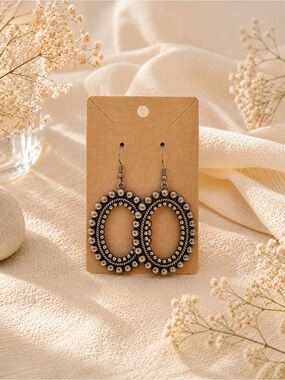 Women’s Oval Beaded Drop Earrings - Brass Fashion Jewelry NWOT